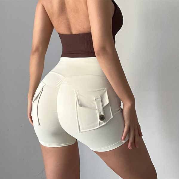 Pantalones cortos de diseño de diseño pantalones cortos de trabajo ajustados para mujer pantalones de yoga de elevación de la cadera altas pantalones de secado rápido pantalones calientes pantalones calientes