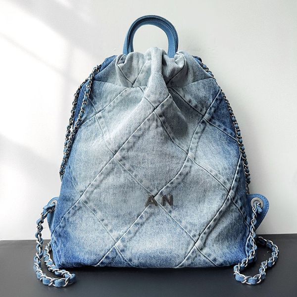 Sac à bandoulière Designer 22 Sac à dos 34CM Cartable 10A Sac à dos en denim avec boîte C018