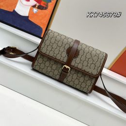 Bolso de hombro de diseñador, bolso cruzado de cuero clásico de lujo, bolso de cartero de concha de moda, bolso Retro de cuero marrón para mujer