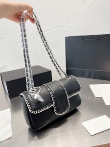 bolso de hombro de diseñador clásico bolso de caviar con solapa a cuadros cadena de plata cuero doble letra hebilla de color sólido raya cuadrada bolso de mensajero de dama