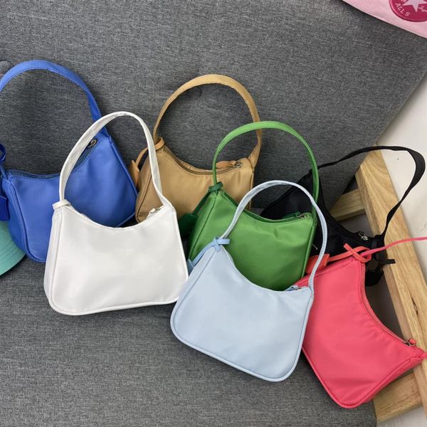 Sac à bandoulière de styliste pour femmes, mini sac à main en nylon, sous les aisselles, marque de luxe, jaune, vert, bleu, noir, qualité supérieure, 2021, 2521