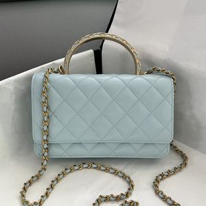 Bolso de hombro de diseñador para mujeres Bolso de la aleta de la piel de cordero real con mango Hardware de acero de 24k Bolsas de caramelo de lujo Mini bolso de tarjeta con caja AP3381