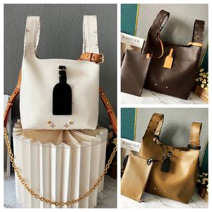 Bolsos de compras casuales para mujer Bolso de diseñador Atlantis comestibles cubo cesta bolso de mano Estilo clásico Bolso de hombro de lujo para mujer Marrón Flor vieja Bolso de mano para compras