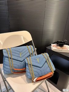 Sacs de créateurs Loulou Puffer Y-forme matelassée Sac à bandoulière Denim Daim Véritable Cuir Femmes Cossbody Sacs Sacs à main de haute qualité Flap Noir Enveloppe Portefeuille Totes