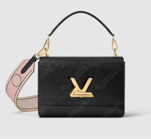 Bolso de hombro de diseñador, bolsos retorcidos, bolso cuadrado pequeño de cuero Epi, bolso de mensajero de moda de cadena larga de Metal M22036