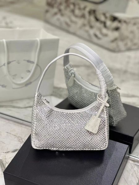 Bolso de hombro de diseñador con cinturón con cremallera y diamantes de imitación, bolso con cadena, bolso para las axilas, bolso de lujo para mujer 1NE515, envío gratis nuevo