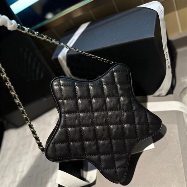 Bolso de hombro de diseñador Bolso de maquillaje para mujer Estrellas Cuero Acolchado Bordado de diamantes Hebilla de hardware dorado Bolso de lujo Bolsos de moda Bolsos cruzados con cadena