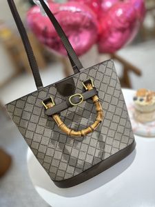 Designer-Umhängetasche für Damen, eimerförmige Handtasche mit Bambusknoten, hochwertige Modetasche