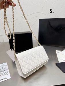 Designer schoudertas vrouwen woc crossbody echt lederen klassieke klep zak gewatteerde koehide gouden hardware portemonnee op ketting mini portemonnee