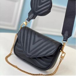 Bolsos de hombro de diseñador Conjuntos de 2 piezas Bolsos de mujer Monedero clásico de moda Totes Cadena de mujer Hilo de coser Letrero de metal Bolso bandolera 4 colores Tamaño: 19 cm