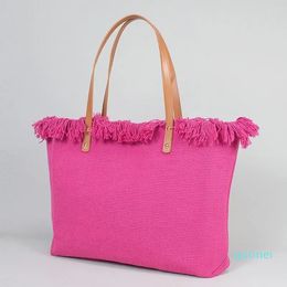 Designer -Sacs à bandoulière Fashion Capacity Canvas Tote Bag Women's Beach Tassel Embroidery Design