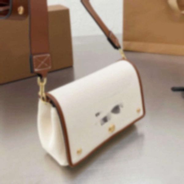 Bolsos de hombro de diseñador, bolso estampado en blanco para mujer, bandolera con solapa de lona, bolso cruzado para mujer, cartera con tapa alta