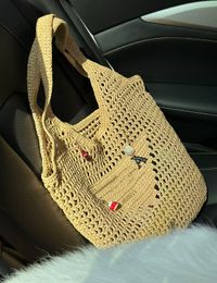 Designer schouder strandtas mode mesh holle geweven boodschappentassen voor zomers stroming tas tas zomer