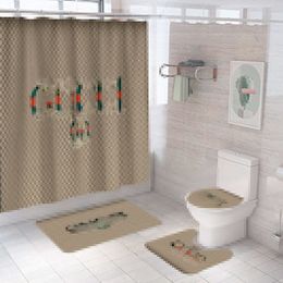 Rideaux de douche de concepteur entièrement par correspondance du rideau de douche imprimé tapis de sol en trois pièces de la combinaison du tapis de salle de bain étanche et résistant à l'humidité