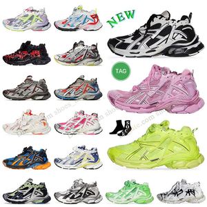 Diseñador-Shuhe Mujer Hombre Zapatos casuales Balencigaly Envío gratis Paris Runner 7.0 Transmitir sentido retro Entrenadores negro blanco y rosa og zapatillas de deporte de neón pista LED tenis