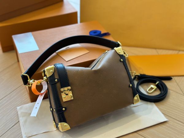 Bandolera de cuero con maletero lateral de diseñador para mujer, bolso clásico, bandolera de alta calidad, bolsos de marca de lujo, billetera para mujer