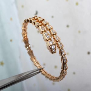 Designer Sier Torque Bangle Bamboo Os Bracelets pour femmes Bracelet diamant complet en serpentin réglable 3 couleurs décontractées par