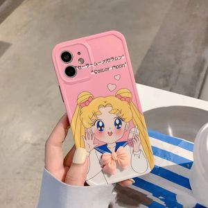 Designer Silicone Phone Case Cartoon Sailor Moon Bow geschikt voor iPhone 14 11 12 13 Pro Max 12 13 7 8 Plus X XS XR XSMax Fall Protection Case