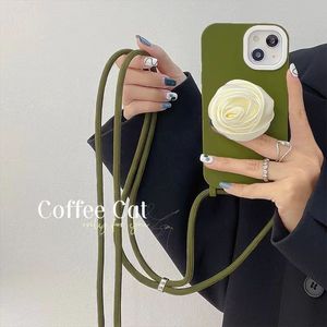 Étui de téléphone en silicone design chaîne en cuir fleur iPhone 14 13 12 Pro 11 14 étui de protection souple contre les chutes