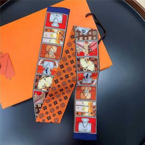 Écharpe en soie de designer pour les écharpes minces à cravates minces écharpe étroite écharpe étendue en bande d'été coiffure tressée style français style