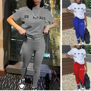 Designer Silm Broekpak 2 Sets Damesoutfits Luxe Ronde hals Sexy Mode Panty's Pakken Sportkleding Sweatshirts Set Top Korte mouw Trainingspak Joggers