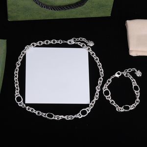 Designer Silver Bracelet ketting set ketting dames luxe sieraden ontwerpers eenvoudige armbanden heren letter kettingen cadeau 2305091d