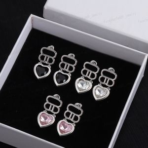Boucles d'oreilles de créateur en argent, boucles d'oreilles pendantes en cristal Alphabet, Fashion Charm noir/argent/rose 3 couleurs, cadeaux