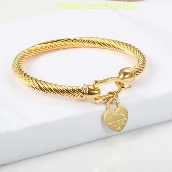 Collar colgante de plata de diseñador Brazalete de acero de titanio Cable de alambre Color dorado Brazalete con dijes de amor Pulsera con cierre de gancho para mujeres Hombres Joyería de boda tiffanans