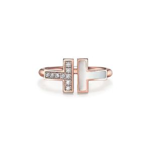 Designer Silver Ring Crystal Diamonds Love Ring verlovingsringen voor vrouwelijke mannen trouwringen voor koppels Double T Brand Valentines Day Gift Multi Style Groothandel