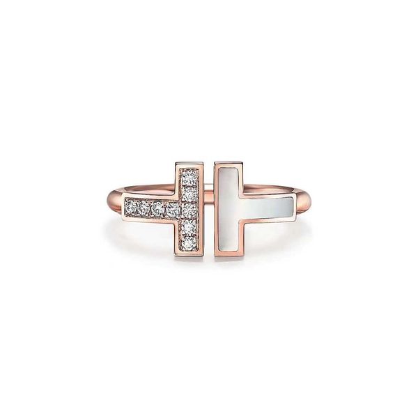 Diseñador Anillo de plata Diamantes de cristal Anillos de compromiso de amor para mujeres Hombres Parejas de bodas Doble t Marca Regalo del día de San Valentín Estilo múltiple al por mayor 80FO