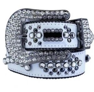 Designer Simon Belt voor mannen Women Glanzende diamantgordel Zwart blauw wit multicolour met bling steentjes als cadeau