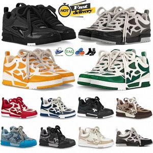 Diseñador Skate Sneaker Virgil Zapatos casuales Negro Blanco Beige Marino Burdeos Rojo Marrón Piel de serpiente Gris Verde Azul Amarillo Swarovski Monogran Para hombre Entrenadores para mujer