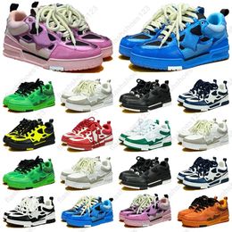 Designer Skate Sneakers Hommes Femmes Chaussures Casual Monogramme Baskets En Cuir De Veau En Cuir Abloh Noir Blanc Vert Rouge Bleu Hommes Femmes Superpositions Sneaker Taille 35-45