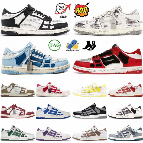 Designer Skel Sneakers Chaussures Bone Runner Top Low Shoe Trainers Runners Runners Traineur Skelet Squelette Womens Mens Blue rouge blanc Blanc Black Green G N6IC #