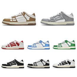 Designer Skel Top Low Basketball Chaussures Os Cuir Casual Chaussure Mode Amis Femmes Hommes Formateurs Couple Plateforme Baskets C26