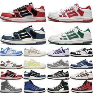 Designer Skel Top Low Heren Dames Schoenen Bones Hi Lederen Sneakers Luxe Skeleton Blauw Rood Wit Zwart Groen Grijs Roze paar casual Heren Damesschoenen M41