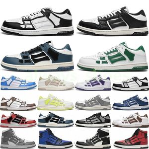 Designer Skel Top Low Hommes Femmes Chaussures Bones Hi Cuir Baskets De Luxe Squelette Bleu Rouge Blanc Noir Vert Gris Rose Couple Casual Hommes Femmes Chaussures A42