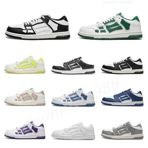 Designer Skel Top Low Hommes Femmes Chaussures Bones Hi Cuir Baskets De Luxe Squelette Bleu Rouge Blanc Noir Vert Gris Rose Couple Casual Hommes Femmes Chaussures Z25