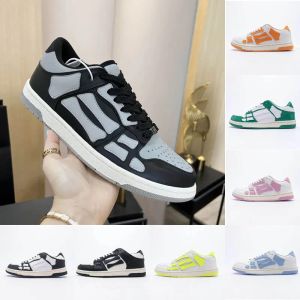 Designer Skelet Bones Runner Top Low Skeleton Skeleton Skeleton Gris Vert Orange Violet Chaussures de sport décontractées pour femmes Chaussures d'entraînement à lacets en cuir noir et blanc