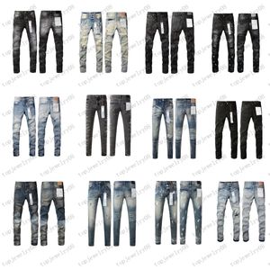 Designer Skinny Mode Hommes Jeans pour Hommes Femmes Pantalons Violet Marque Noir Gris Jeans Trou Nouveau Style Broderie Auto Culture Petit