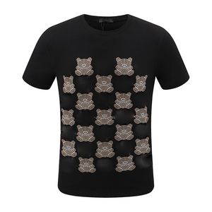 Designer Skull Crystal Mens T-shirt T-shirts d'été Basic Solid Imprimer Lettre Bear Skateboard Casual Punk Tops T-shirts Mode Vêtements de luxe à manches courtes 100% coton