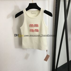 Chaleco de punto sin mangas de diseñador, Tops de punto ajustados con estilo, camisetas de punto de alta calidad para mujer, prendas de punto cálidas