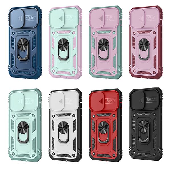 Étuis de téléphone portable avec caméra coulissante pour iPhone 15 Pro Max 14 Plus 13 12 11 Pro Max Heavy Duty Antichoc Magnétique Béquille Protection Complète