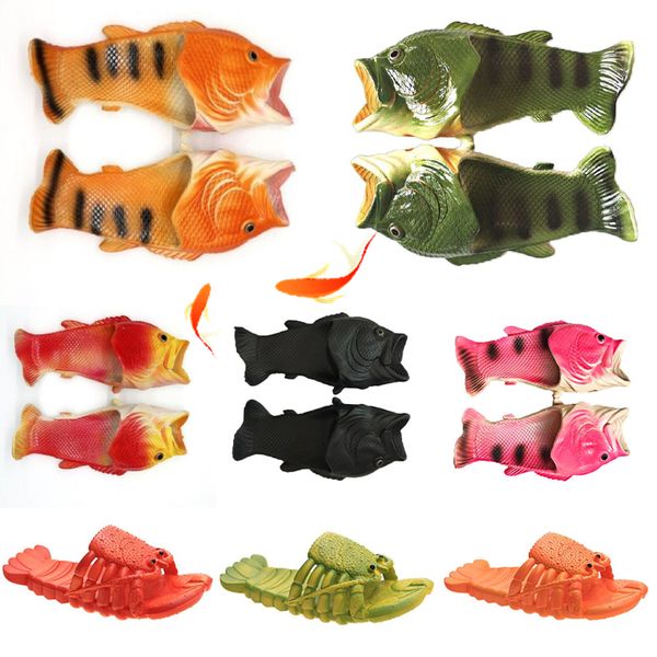 Diapositivas de diseñador Zapatillas divertidas Zapatos de mujer Zapatos residenciales familiares Zapatos de playa de verano para hombre Niños Unisex Nuevas zapatillas de pescado y langosta