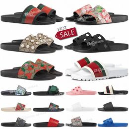 Designer Slide Sandalen Platte Slippers zwart bij tijger bloemen bloemen sandaal Canvas groen Mode luxe zomer strand slangenprint Brede Slides voor dames heren sneakers