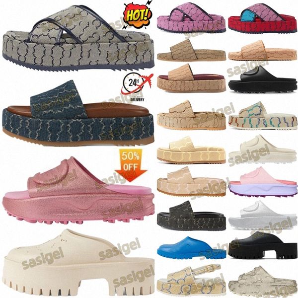 Diseñador Tobogro Toblado Sandalias Sandalias Flip Flip Flip Jumbo Slipper Slipper Mules Mulas de mujer Red oscuro 55 mm 30 Mujeres Playa espesa azul R5CP#