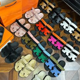 Designer Slide Slippers plage Sandales plates classiques coulissantes en cuir en cuir en cuir Slipper Slipper Orange Red Luxur