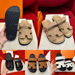 Designer Slippers Strand Klassieke Platte Sandalen Glijbaan Luxe Zomer Dame Lederen Slippers Topkwaliteit Heren Dames Slippers Sandale Maat 35-44 0024