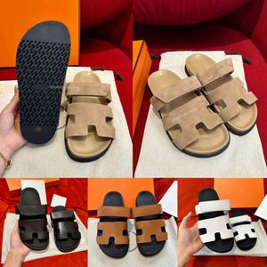 Designer Slide Slippers Strand Klassieke Platte Sandalen Slide Luxe Zomer Dame Lederen Slippers Topkwaliteit Heren Dames Slides Sandale Maat 35-44 Schoenen 0036