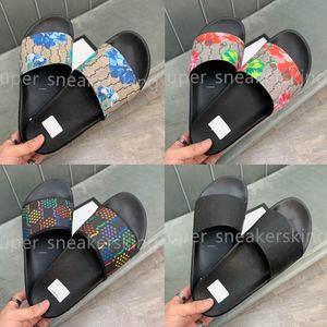 Designer Slide Slippers Mannen Vrouwen Slides Bloem Rood Groen Blauw Tiger snake Sandalen print Slide Zomer Strand mode Slipper Brede Platte Sandaal maat 35-46